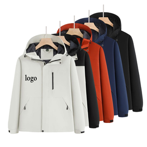 Custom Logo Luxury Man Black Waterproof Soft Shell Windbreaker With Hood For Black <b>Zip</b>-<b>up</b> Design - Product Image 2