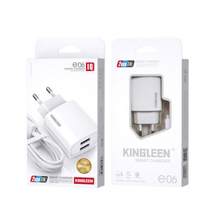 KINGLEEN Fireproof Universal Oem Wall Smart Adapter Usb Charger Fast Charging Pc <span class=keywords><strong>Agent</strong></span> Preço Eu Plug 2 Double Usb Output 2.1A - Product Image 1