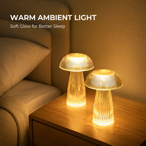 Lampe de table créative YONGZE en ABS transparent, forme méduse et champignon, décorative, ambiance lumineuse, veilleuse de chevet pour chambre à coucher, fonctionne sur piles - Product Image 3