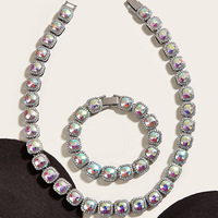 Bijoux Hip Hop Chaîne à maillons cubains glacés Collier glacé Bracelet serti de pierre AB
