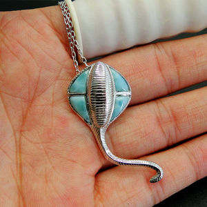 Bijoux en argent sterling 925S de l'usine de bijoux, larimar poli, marques de larimar, bijoux de créateur - Product Image 3