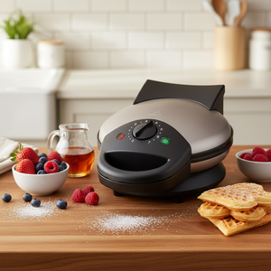 <span class=keywords><strong>Gaufrier</strong></span> électrique en acier inoxydable en forme de cœur avec contrôle de brunissement réglable sur 7 niveaux, fer à gaufres rond classique 1400W - Product Image 3