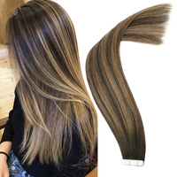 Herrera Real – Extensions de cheveux humains Remy, 100% cheveux humains, lisses, ondulés, vierges Plus, couleur brun doré ombré, Fusion, 100