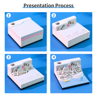 Calendrier 3D Santorin Grèce 2027 avec bloc-notes, lumière LED et porte-stylo – Souvenir de voyage, bloc de notes en papier, décoration de bureau esthétique