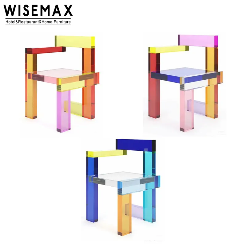 WISEMAX 가구 크리에이티브 모던 스타일 장식 가구 컬러 매칭 디자인 아크릴 의자 예술적 작업 의자 전시