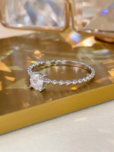 Bague solitaire en or massif 18 carats Xinfly avec diamant naturel 0,30 ct, sertie de perles, style vintage français, prix d'usine - Product Image 4
