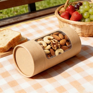 Cajas Cilíndricas de Cartón Reciclables Personalizadas de Grado Alimenticio, <span class=keywords><strong>Tubos</strong></span> de Embalaje de Papel Kraft Biodegradables <span class=keywords><strong>con</strong></span> Ventana Transparente - Product Image 2