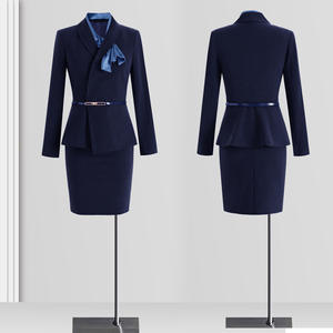 Tenue de travail pour femme en velours anti-froissement, deux pièces, pour l'automne et l'hiver, entretien d'embauche, enseignante, trajets domicile-travail, réceptionniste d'hôtel, tenue professionnelle - Product Image 3