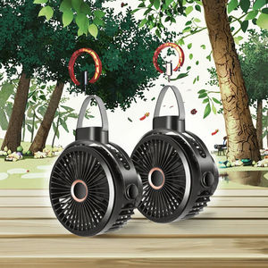 Odoland Lot de 2 ventilateurs portables rechargeables 10000 mAh pour camping et bureau, silencieux, flux d'air puissant, tête pivotante à 360°, 4 vitesses, USB, avec crochet de suspension - Product Image 3