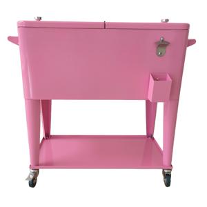 73L Practical Rollable Cooler Cart Metal Cooling Box Keep <strong>Cool</strong> Ice Chest <strong>with</strong> <strong>Wheels</strong> for Garden - Product Image 1