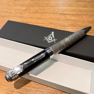 JX-A189 masonic biểu tượng cổ bạc nặng trọng lượng masonic khắc viết bút bi Quà Tặng - Product Image 3