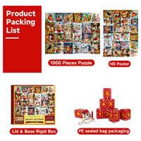 Calendrier de l'Avent de Noël personnalisé, puzzle de 1000 pièces, 24 en 1, carton blanc, impression HD, découpe de précision, finition mate, boîte cadeau OEM