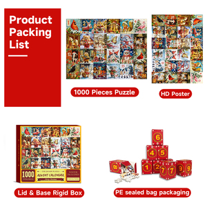 Calendario de Adviento Navideño Personalizado, Rompecabezas de 1000 Piezas, 24 en 1, Cartón Blanco, Impresión HD, Corte de Precisión, Acabado Mate, Caja de Regalo OEM - Product Image 4