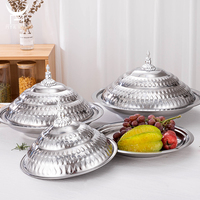 Assiette de service ronde en acier inoxydable avec couvercle pour dîner, buffet d'hôtel, restaurant, banquet