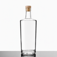 Botol Kaca Bulat Grosir 700mL 750mL untuk Wiski Gin Vodka Wine Rum dengan Sumbat, Dapat Disesuaikan