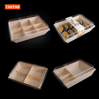 Vente en gros Boîtes à bento en bois dégradables avec cloison intérieure pour le stockage de bonbons de boulangerie MoonCake Pâtisserie Biscuits