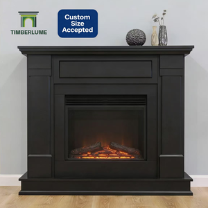 <span class=keywords><strong>Chimenea</strong></span> Moderna Negra de MDF, Soporte de <span class=keywords><strong>Chimenea</strong></span> Independiente Pintado de Primera Calidad para Inserto de <span class=keywords><strong>Chimenea</strong></span> Eléctrica - Product Image 2
