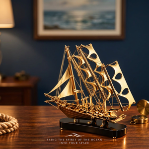 Handcrafted Sailing Ship Wooden Model <b>Nautical</b> Decorative Sculpture For Home Office Tabletop Display Coastal <b>Decor</b> And Gift Coll - Product Image 2