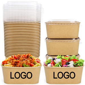 Tazón de Papel Kraft Desechable para Ensaladas y Almuerzos, Ecológico, Reciclable, Biodegradable, de Grado Alimenticio, para Llevar, con Tapa, Venta al Por Mayor - Product Image 1