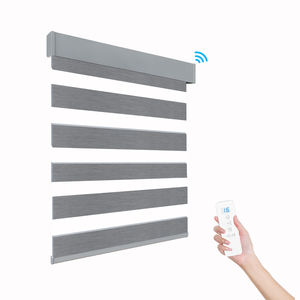 Persianas eléctricas automáticas controladas por <span class=keywords><strong>Google</strong></span> y WiFi inteligente Persianas de día y noche Persianas de cebra motorizadas de doble capa para ventanas - Product Image 1
