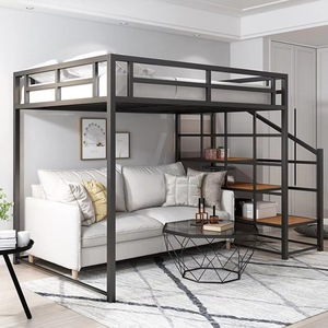 Lit superposé moderne et minimaliste transfrontalier avec bureau intégré, lit mezzanine double multifonctionnel pour petites maisons et - Product Image 4