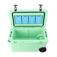 Glacière isotherme à roulettes 55L, double compartiment, LLDPE PU, glacière thermique portable, chariot pour le camping en plein air, la pêche, les pique-niques