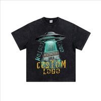Kaos 100% Katun Mewah Polos Kustom Berkualitas Tinggi 250gsm Berat Model Drop Shoulder Vintage Washed Oversized Distressed
