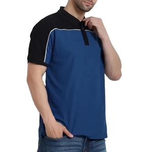 Men's Color Blocked <b>Polo</b> <b>Shirt</b> Short Sleeve Knitted Breathable Casual Design Blue Black <b>White</b> Trim - Product Image 5