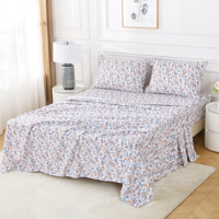Ensemble de draps de lit imprimés de fleurs tropicales, doux, confortable, facile d'entretien, respirant, lisse, en gros