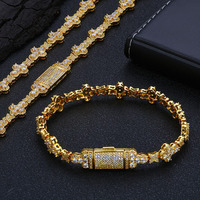 Haute qualité bijoux fins plaqué or laiton cubain lien chaîne Bracelet pour les cadeaux de fête passe diamant testeur Zircon inclus