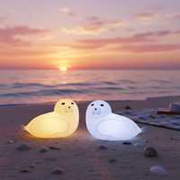 Dessin animé Silicone rvb veilleuse créative décorative chevet cadeau pour enfants Rechargeable USB puissance Sealion forme chambre décor