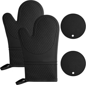 Maniques de cuisine en silicone à pois extra longues, résistantes à la chaleur supérieure, lavables au lave-vaisselle et imperméables - Product Image 1