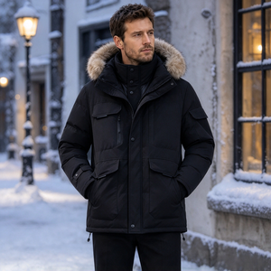 Manteau d'hiver épais et chaud personnalisé pour homme, parka à capuche en fourrure, coupe-vent, imperméable, veste matelassée isolante, fabricant TKAN1094 - Product Image 2