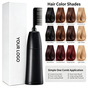 Crème colorante permanente pour cheveux à l'essence naturelle couvrante grise avec pinceau applicateur, service OEM, qualité professionnelle - Product Image 1