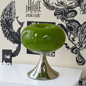 Lampe de table moderne du milieu du siècle rétro pomme verre énergie électrique inscrit crème pour chambre salon français Bauhaus inspiré - Product Image 3