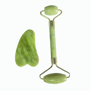 Ensemble de massage facial en jade Xiuyan de couleur claire, kit de massage spa en jade et outils Gua Sha - Product Image 2