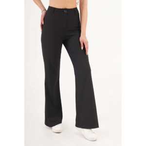 Women's High-Waisted Single-Button Black <b>Palazzo</b> <b>Pants</b> XL Size Straight-Leg Flare Cargo with <b>Elastic</b> <b>Waist</b> Breathable Design - Product Image 5