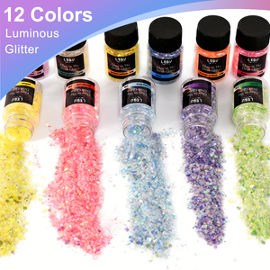 LEQU ชุดผงกลิตเตอร์เรืองแสง 12 สี สำหรับงาน DIY และตกแต่งเล็บ - Product Image 1