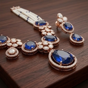Luxury 925 <b>Silver</b> Necklace with Sapphire Pear Cut Stones Bezel Set for Women Wedding Jewelry <b>Choker</b> <b>Silver</b> Necklace and Earrings - Product Image 6