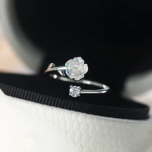 Anello da donna giapponese e coreano alla moda, semplice, per tutti i giorni, con rosa, da indice/dito mignolo, anello aperto, regalo per matrimonio/festa/anniversario - Product Image 4