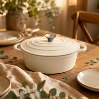 Ensemble de casseroles en fonte émaillée de haute qualité pour le camping, fabriqué en usine