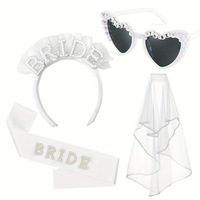 Serre-tête en tulle blanc avec bretelles, accessoire décoratif de mariée pour fête de mariage européenne et américaine, idéal pour les tenues de demoiselle d'honneur