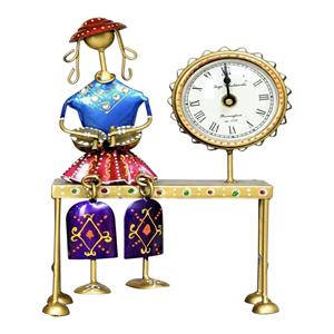 Poupée en aluminium colorée avec horloge pour la décoration de bureau, accessoire de bureau léger et tendance avec design de figurine artistique - Product Image 1