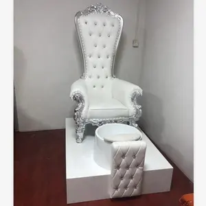 2020 Latest Hot Sale Top Luxuary White&Silver Spa Chair Pedicure Chair With Sink & Lights 3 Years Warranty