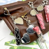 Porte-clés en acier inoxydable tendance pour rouge à lèvres et brillant à lèvres, avec miroir de maquillage intégré, idéal pour sac