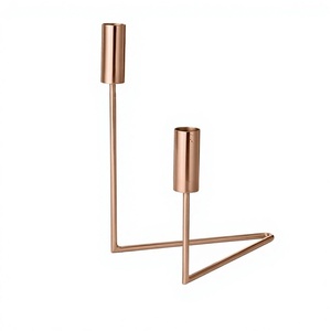 เชิงเทียนโลหะสีทองแดงที่ทันสมัยรูปทรงกระบอกของตกแต่งบ้านดีไซน์ทนทาน - Product Image 1