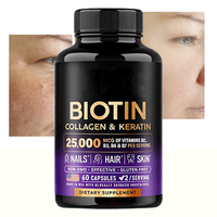 Kapsul Biotin Kolagen Keratin OEM 25000 MCG untuk Dewasa, Mendukung Kesehatan Rambut, Kulit, dan Kuku, 60 Kapsul, Suplemen Makanan