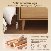 Table de chevet minimaliste italienne en bois massif avec 2 tiroirs, armoire de rangement de luxe légère pour chambre à coucher (assemblée)