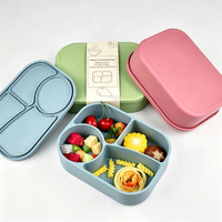 Boîte à lunch portable multifonctionnelle écologique pour enfants avec logo personnalisé, sans BPA, en silicone, pour boîte à lunch bento, boîte à lunch pour enfants