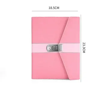 B5 Size Portrait Format Pink Diary with Lock for Girls Women Leather Journal Note Books 2024